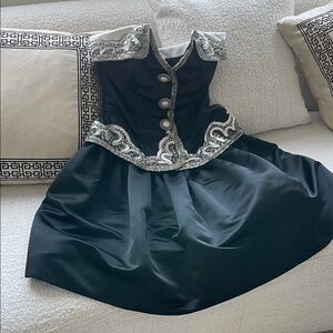 Chic Strapless Black Dress with Silver Accents